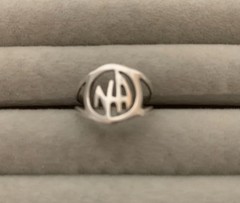 Vintage Sterling Initials N-A Letters Band Ring 3.5 Size