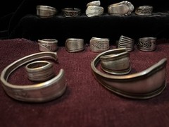 Spoon Ring & Bracelet Lot Of 24-Silver Plated & Stainless Steel Antique Deco