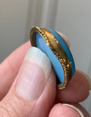 Victorian Grand Tour Opaline Glass Gold Filled Micro Scene Jewelry Medallions