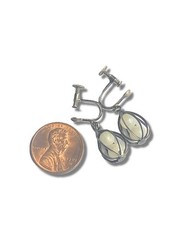 Vintage Japanese Cultured Pearl Caged Earrings Dangle Screwback Sterling Silver
