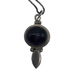 Sterling Silver Large Oval Purple Amethyst Vintage Pendant Necklace 26”
