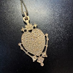 Vintage European Heart Enamel Necklace Unique Dove Inlay Retro Pendant Jewelry