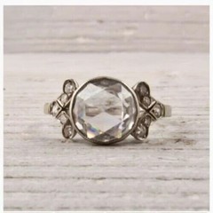 Vintage Art Deco Rose Cut Lab Created Diamond Wedding 925 Silver Ring For Her