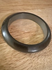 Vintage Two Lucite Bangle Bracelets. One Wide Chunky. One Moon Glow.