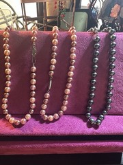 Women’s Mixed Lot 3pc Necklace Set Pink & Gray Simulated Imitation Pearl