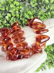 Vintage Genuine Baltic Amber Honey Cognac Hand Knotted Beaded Necklace 27”