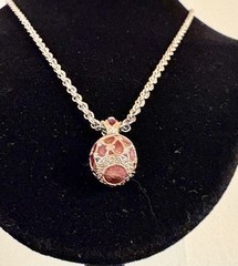 Edgar Berebi St Petersburg Egg Pendant Necklace Limited Edition Enameled Pur/Brn