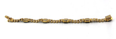 Vintage Bracelet Black Prong Set Rhinestones Push Lock, Czech Republic 1980