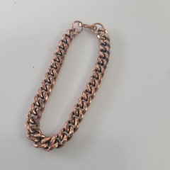 Vintage Solid Copper Curb Link Bracelet 8.5 Inch Unisex Chunky Cuban Chain Boho