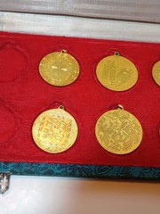 Chinese Peking Jewelry 8 Piece Enameled Pendant Set Original Box MISSING 2