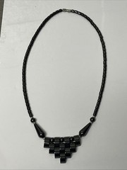 Vintage Hematite Necklace Geometric Natural Stone Design