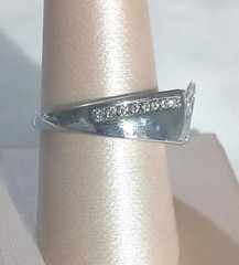 Solitaire Ring Pave Cubic Zirconium Silver Tone Size 8.75 New Formal Elegant
