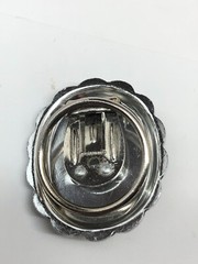 Vtg West Germany Scarf Clip Faux turquoise Oval cabochon Silver Tone signed