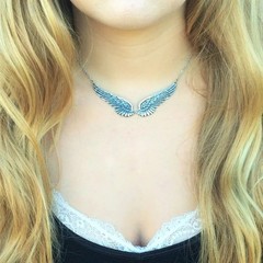 Vintage Angel Wings Feather Choker Necklace Statement Link Collar for Women