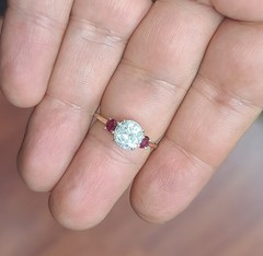 14K Yellow Gold Engagement Three Stone Ring 1.64CT.Natural Round Cut Diamond