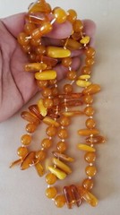 ESTATE beautiful honey Amber beaded long heavy necklace 82grams