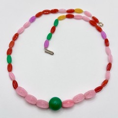 Vintage Multicolor Plastic Bead Necklace Fruit Theme 16” 19” Set Of 2 Read
