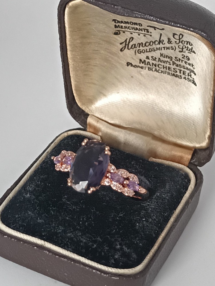 Vintage 1990-s 14 Ct Rolled Gold Amethyst Ring UK S 1/2, US 9 1/4- Hallmarked!