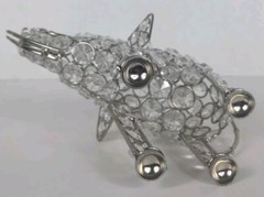 Elaborate Glass Embellished White Crystal Tone Elephant Statue