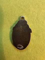 Vintage Sterling Silver Green White Enamel Three Leaf Clover Charm Pendant