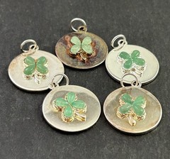 Vintage Clover Charm Pendant Lot Shamrock Lucky Clover Silver Plated AS IS CRAFT