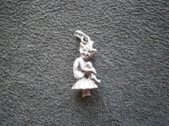 Cornish Piskie Pixie on Toadstool Vintage Sterling Silver Bracelet Charm 2.0g