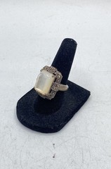 Vintage Sterling Silver 925 Mother of Pearl Marcasite Art Deco Ring Size 5.5