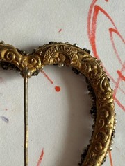 VTG Miriam Haskell HEART Brooch Pin Pearl Crystal Wrapped