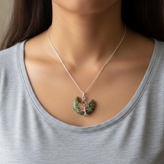 Premium Unakite Pendant Necklace, Handmade Wire Wrapped Green Pink Stone Charm