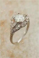 Art Deco Style Lab Created Diamond Engagement Wedding 14K White Gold Finish Ring