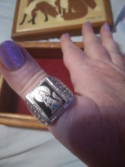 Vintage Sterling Silver Wolf Howling At The Moon Ring Size 13