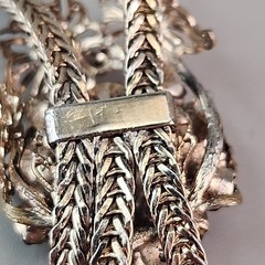 Vintage Rhinestone Necklace Purple Tassel Gold Tone Foxtail 15″
