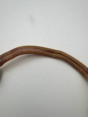 Vintage Mesh Bracelet Gold Tone Milanesi Wrap Raw Green Chip Stone