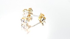 Vintage Estate 14K Solid Yellow Gold 0.5ct Cubic Zirconia Stud Earrings 4mm