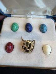 RARE 1960’s Crown Trifari Goldplated Ring Set in Original Box-See Description