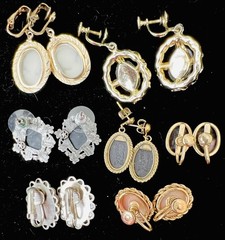 Vtg Estate Cameo Jewelry Artisan Painted Floral Romantic Victorian Revival Lot