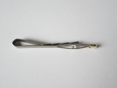 Tie Clip Stainless Steel & 585 Gold Vintage 5.1 g/7.2 x 0.7 cm