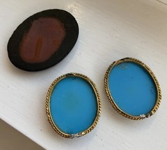 Victorian Grand Tour Opaline Glass Gold Filled Micro Scene Jewelry Medallions