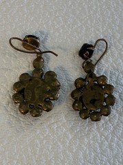 Antique Bohemian Czech Garnet Glass Rhinestone Drop Earrings