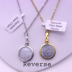 1943 War Penny In Bezel Necklace,Screw Top Bezel Necklace