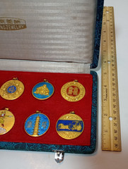 Chinese Peking Jewelry 8 Piece Enameled Pendant Set Original Box MISSING 2