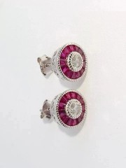 Round Cut 1.49CT Lab Created Diamond Vintage Halo 925 Silver Stud Earring Gift