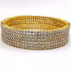 22K Gold Plated Cubic Zirconia Bangle Set Handmade South Indian Ethnic Jewelry