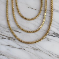 Vintage Gold filled Braided Herringbone Chain women waterproof and tarnish free