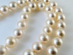 14k White Gold Hand Knotted 6.4mm Pearl Necklace 18.25 Inches 27 Gram Weight