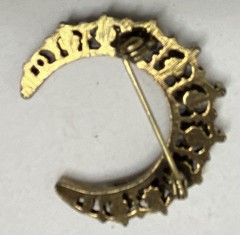 Crescent Moon Brooch Gold Tone With Red Garnets Vintage Pin