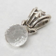 BEAUTIFUL STERLING SILVER & CRYSTAL BALL SLIDE PENDANT