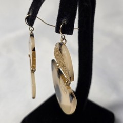 Half Moon Acrylic Resin Wire Earrings Blonde Tortoise Shell Gold Glitter Accents