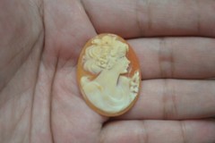 VINTAGE LADY CARVED CAMEO SHELL UNSET PENDANT #P-9