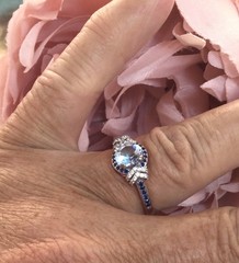 Vintage Jewellery Rose Gold Ring Aquamarine Sapphires Diamonds Antique Jewelry
